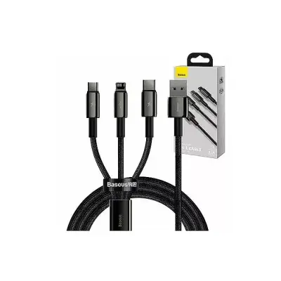 BASEUS TUNGSTEN GOLD 3 IN 1 FAST CHARGING DATA CABLE